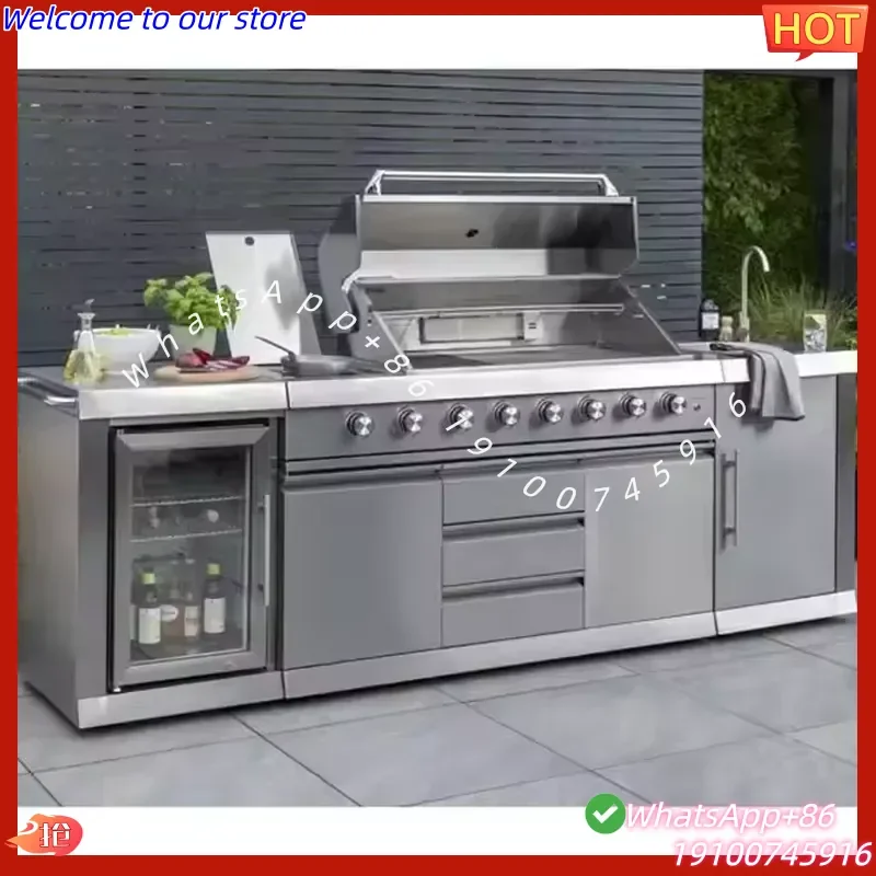 2026Hot BAINENG Manufacturer Free Design Modular Stainless Steel Outdoor Kitchen Cabinet Island for Hotel Project Factory