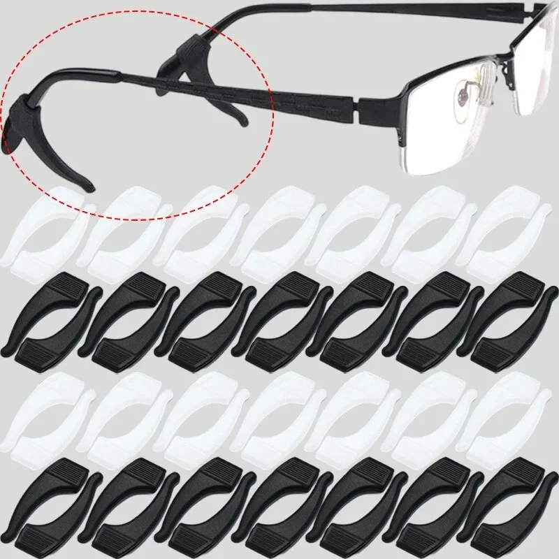 100개 블랙 실리콘 미끄럼 방지 귀걸이 여성 남성 안경걸이 귀 슬리브 투명 안경 홀더 액세서리
