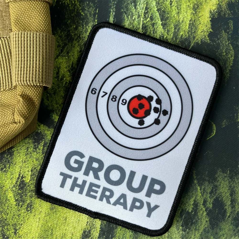 GROUP THERAPY Morale Emblem Shooting Ten Rings Printed Hook and Loop Patches Tactical Backpack Sticker