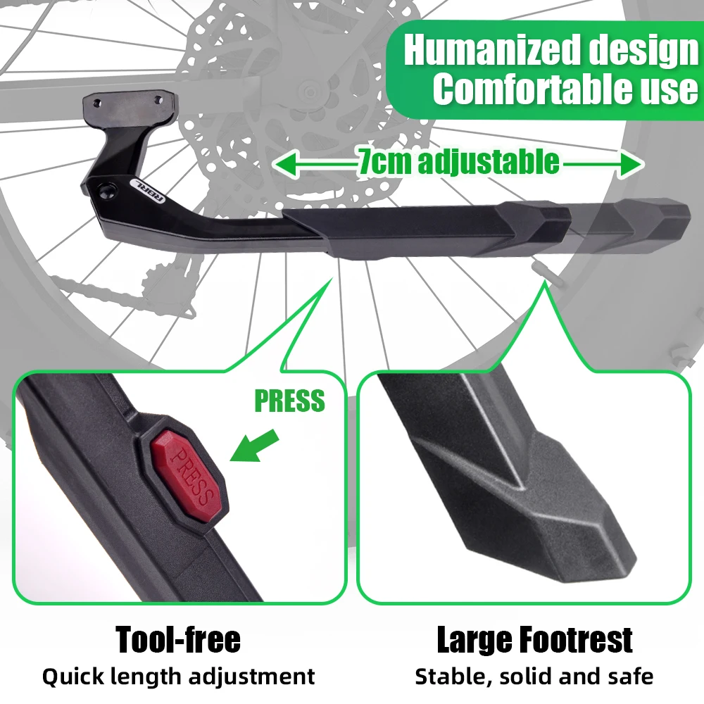 Podpórka rowerowa RBRL regulowana podpórka rowerowa MTB stop aluminium zagęścić stojak boczny rowerowy na rower elektryczny szosowy 24-29 