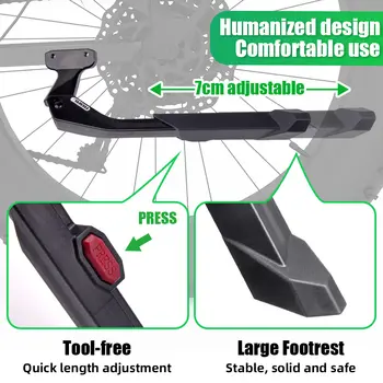Béquille de vélo RBRL réglable pour VTT, en alliage d'aluminium épais, support latéral pour vélos de route et électriques de 24 à 29 pouces. 10 best sales Béquille - №7