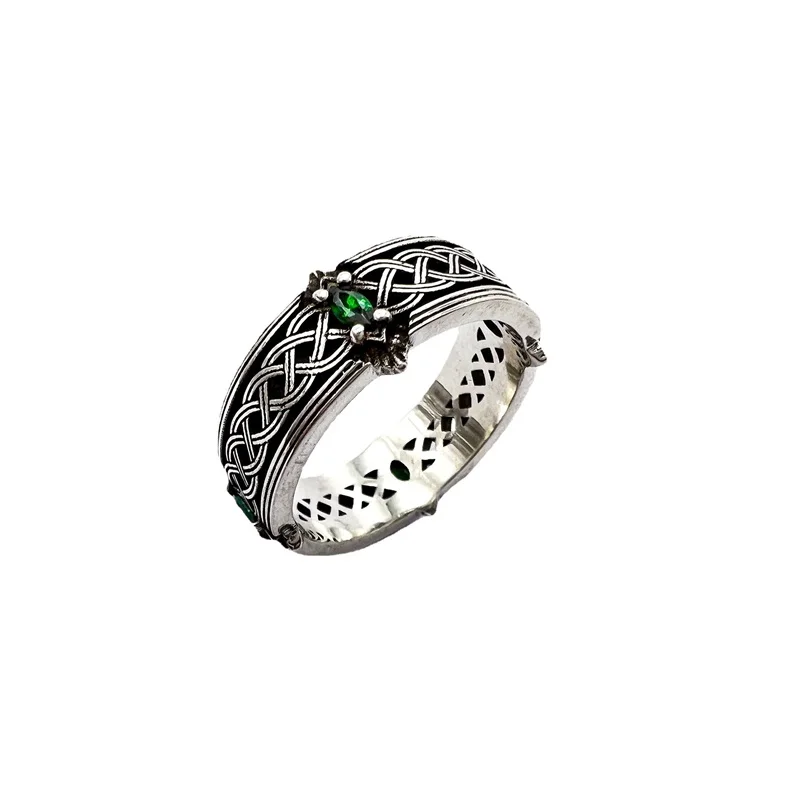 QEENKISS 925 Sterling Silver Ring for Men Vintage Adjustable Protecting Zircon Ring Fine Jewelries Wholesale Party Gift RG6892