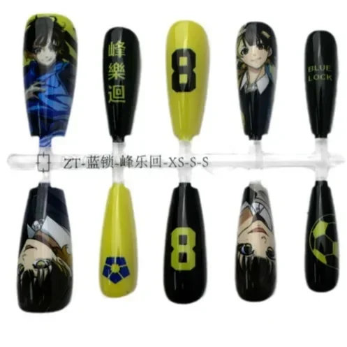 Rin Itoshi Bachira Meguru Isagi Yoichi Cute Anime Fake Nails False Nails Football Otaku Merch Full Cover Nail Tips Reusable