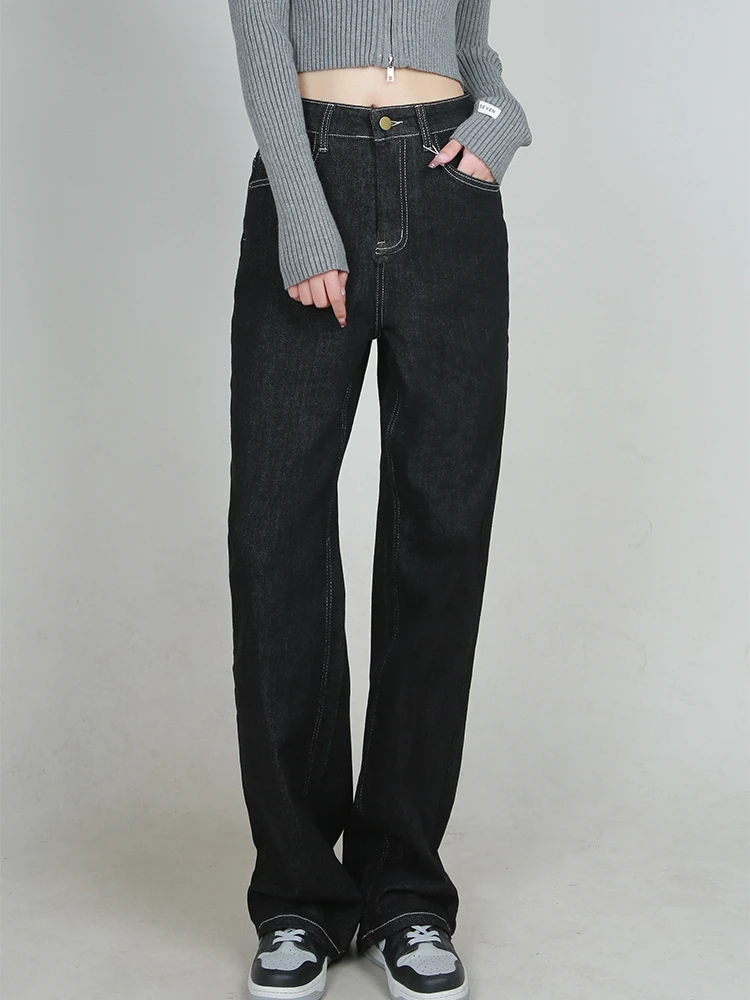 

Высокая талия, свободный крой, эластичные, не выцветающие, утягивающие джинсы, женские джинсы из хлопка с несколькими карманами, с высокой талией