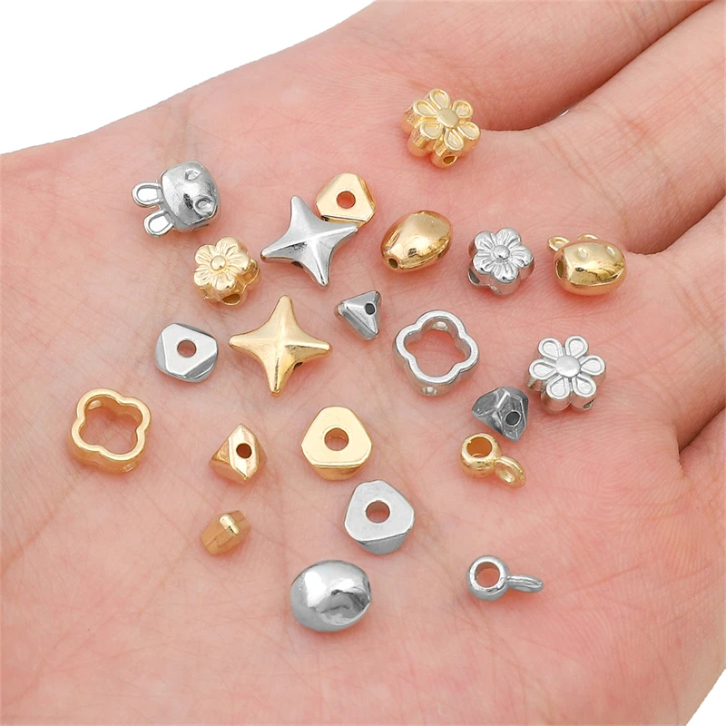 30-50pcs Gold/Rhodium CCB Loose Spacer Beads Star Flower Beads for Bracelet Necklace Earring DIY Jewelry Making Beads