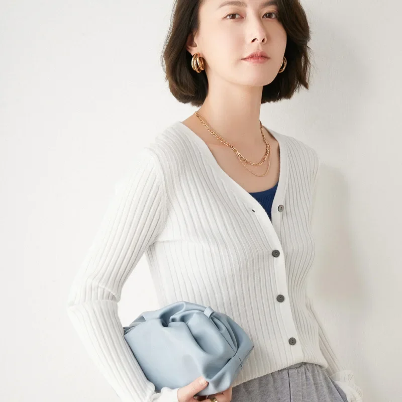 MRMT 2024 Brand New Women's Thread Knit Loose Viscose Temperament Commuter Single Wear Wool Cardigan Sweater Women