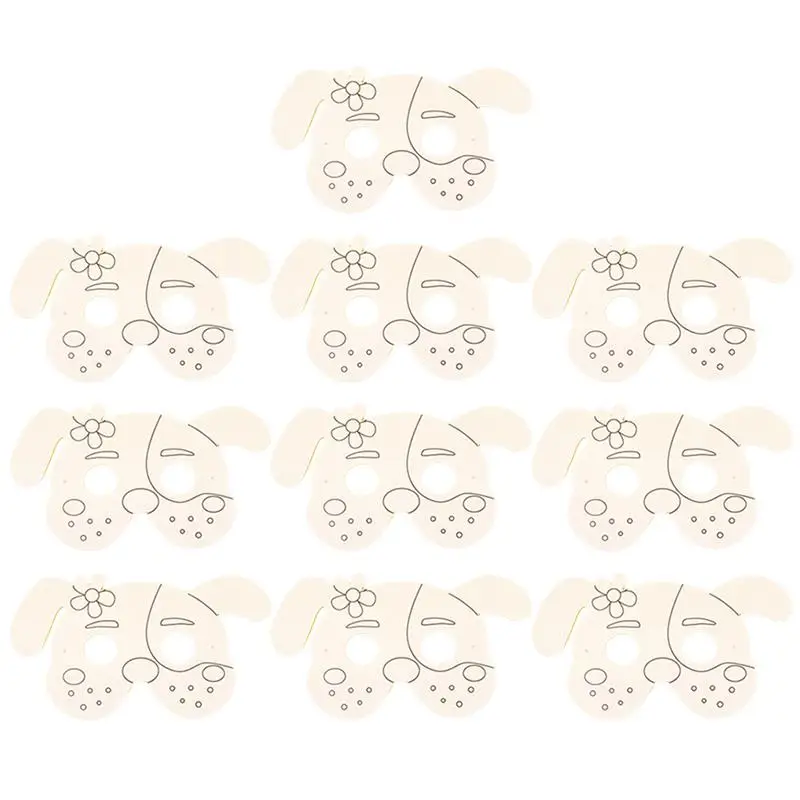 1 Set DIY White Embryo PaperMaskColored Drawing Dog Mask DIY Blank Drawing Mask Kids Graffiti Mask Kids Pretend Play Toy