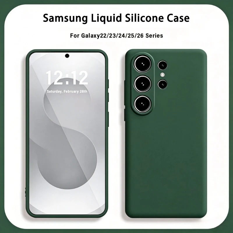 Funda original de silicona líquida para Samsung Galaxy S26 S25 S24 S23 S22 Ultra Plus, suave y anti golpes