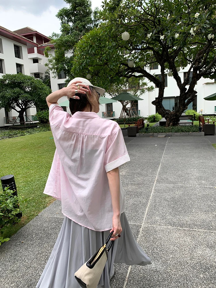 

MONA Cotton Linen Casual Loose Women's irt Breathable Vintage Color Blo Design Summer New Arrival Comfortable Long Sve