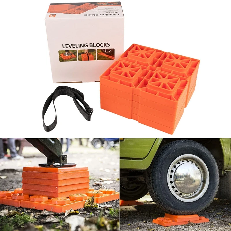 

5 Pack Heavy Duty Leveling Blocks, RV Wheel Stopper Car Tyre Anti-Slip Block for Trailer, Truck Universal