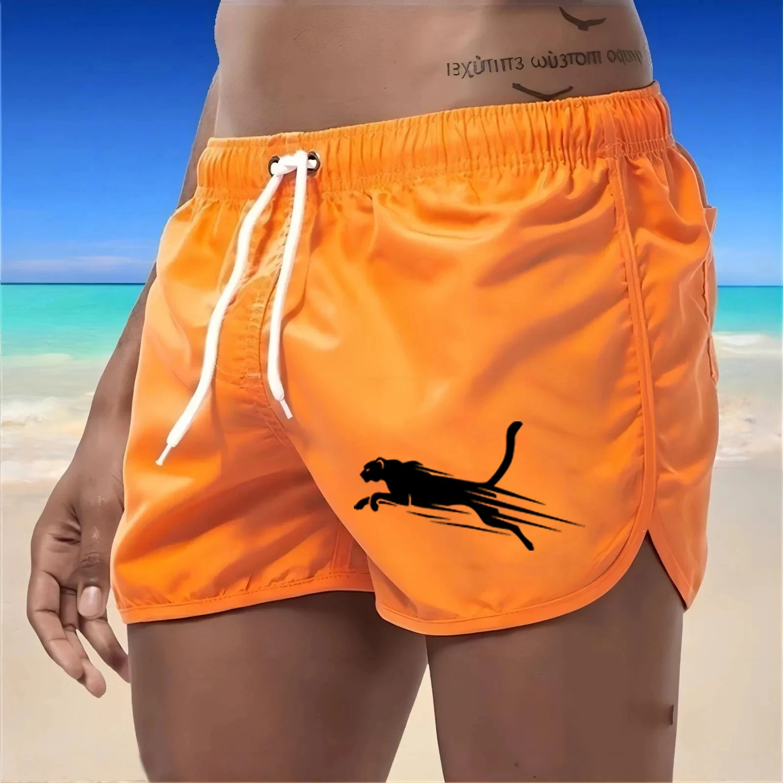 Men\'s beach shorts comfortable quick drying pants drawstring swimming pants fashionable and casual beach surfing pants