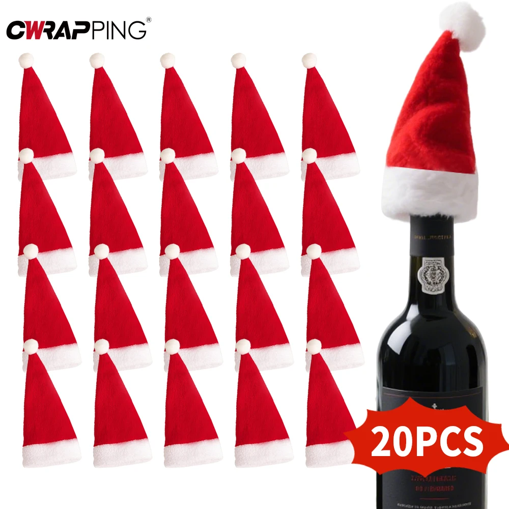 عيد الميلاد قبعات سانتا الصغيرة زجاجة نبيذ مصاصة قبعات شجرة الحلي ديكور السيارة عشاء الجدول عطلة ديكور المنزل احتفالات الحفلات #5