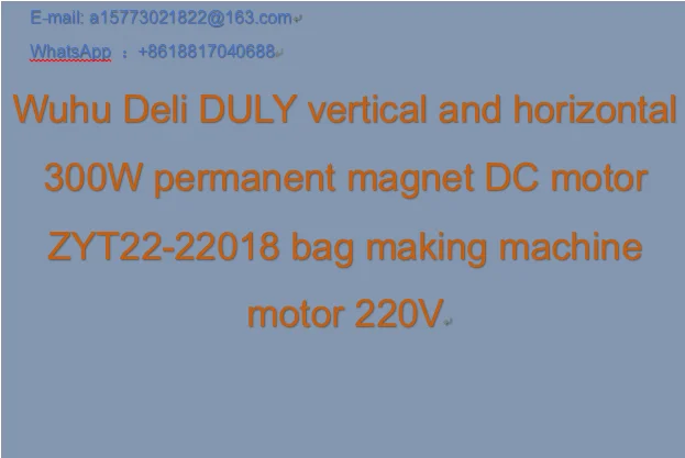 Wuhu Deli DULY vertical and horizontal 300W permanent magnet DC motor ZYT22-22018 bag making machine motor 220V