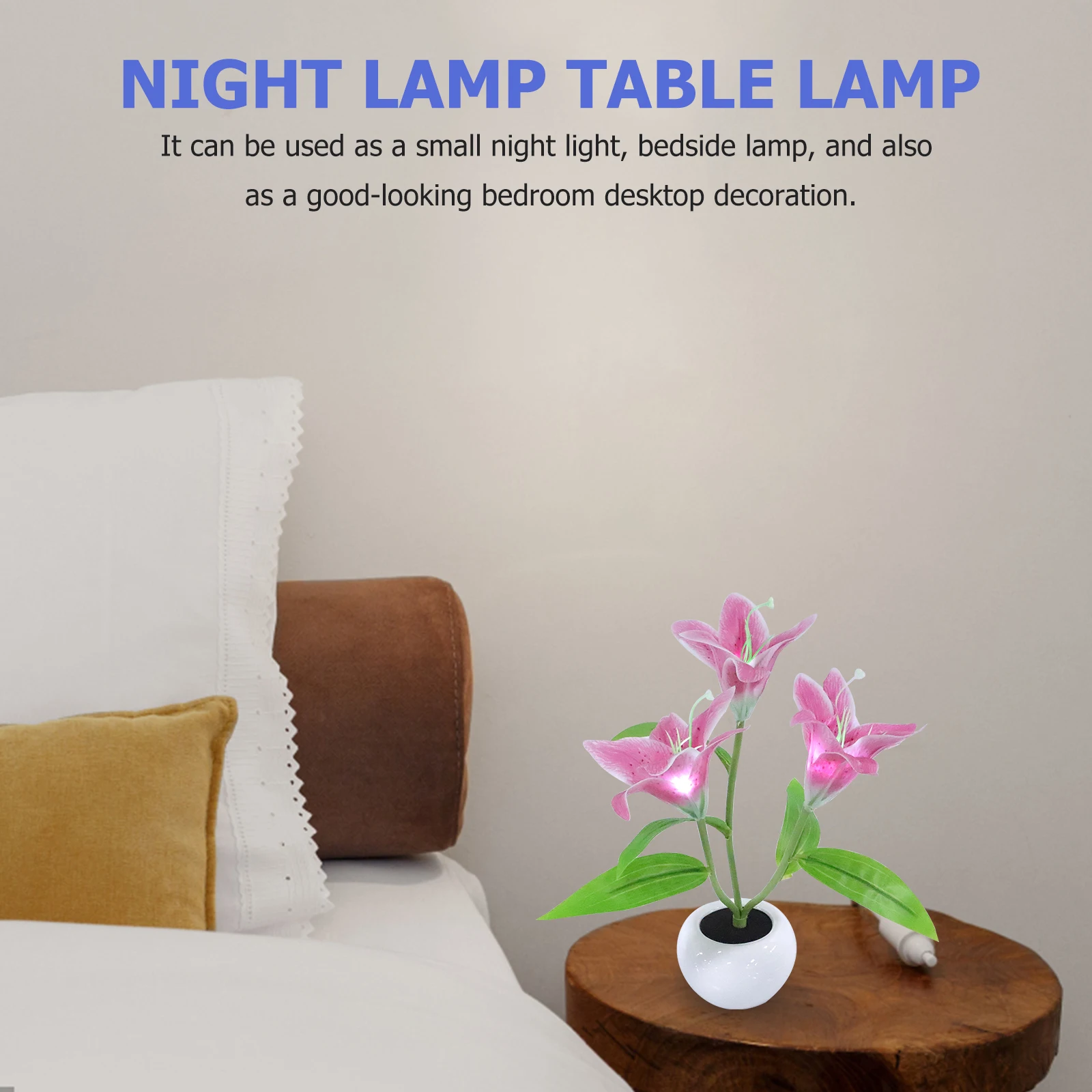 

Bedside Night Lamp Lily Flower Pot Table Lamp Creative Room Decorative Bedroom Desk Light Room Decorative Light