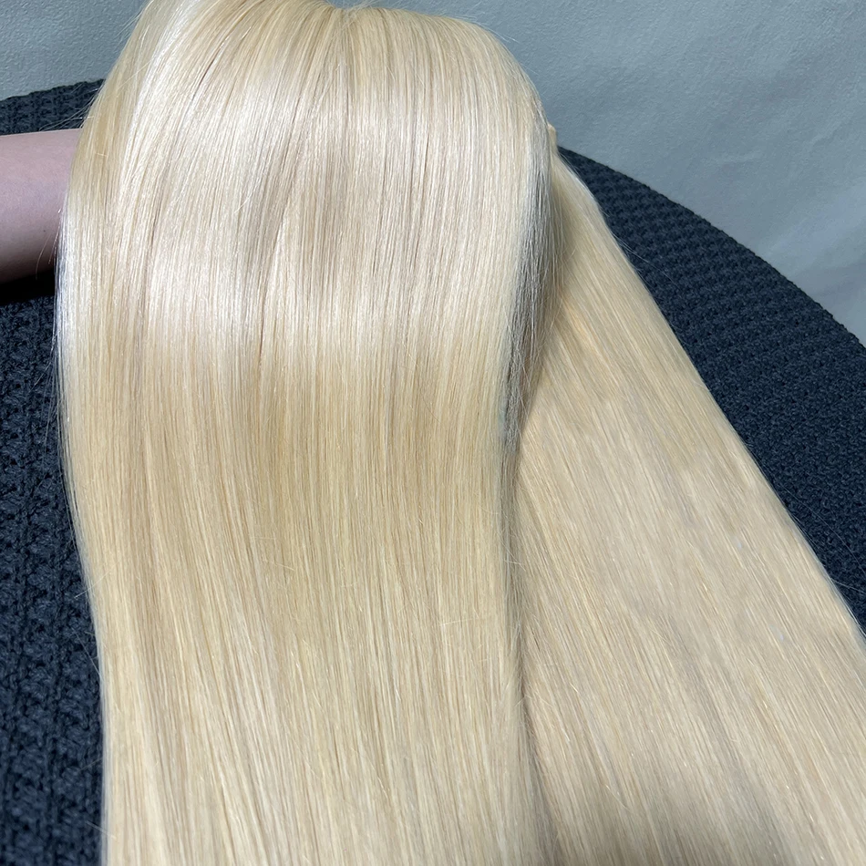 # 613 farbige glatte Echthaar-Bündel, blond, 1/2/3/4 Stück, doppelter Schuss, 100 % vietnamesisches rohes reines Echthaar, Webart-Erweiterungen – Detail 10