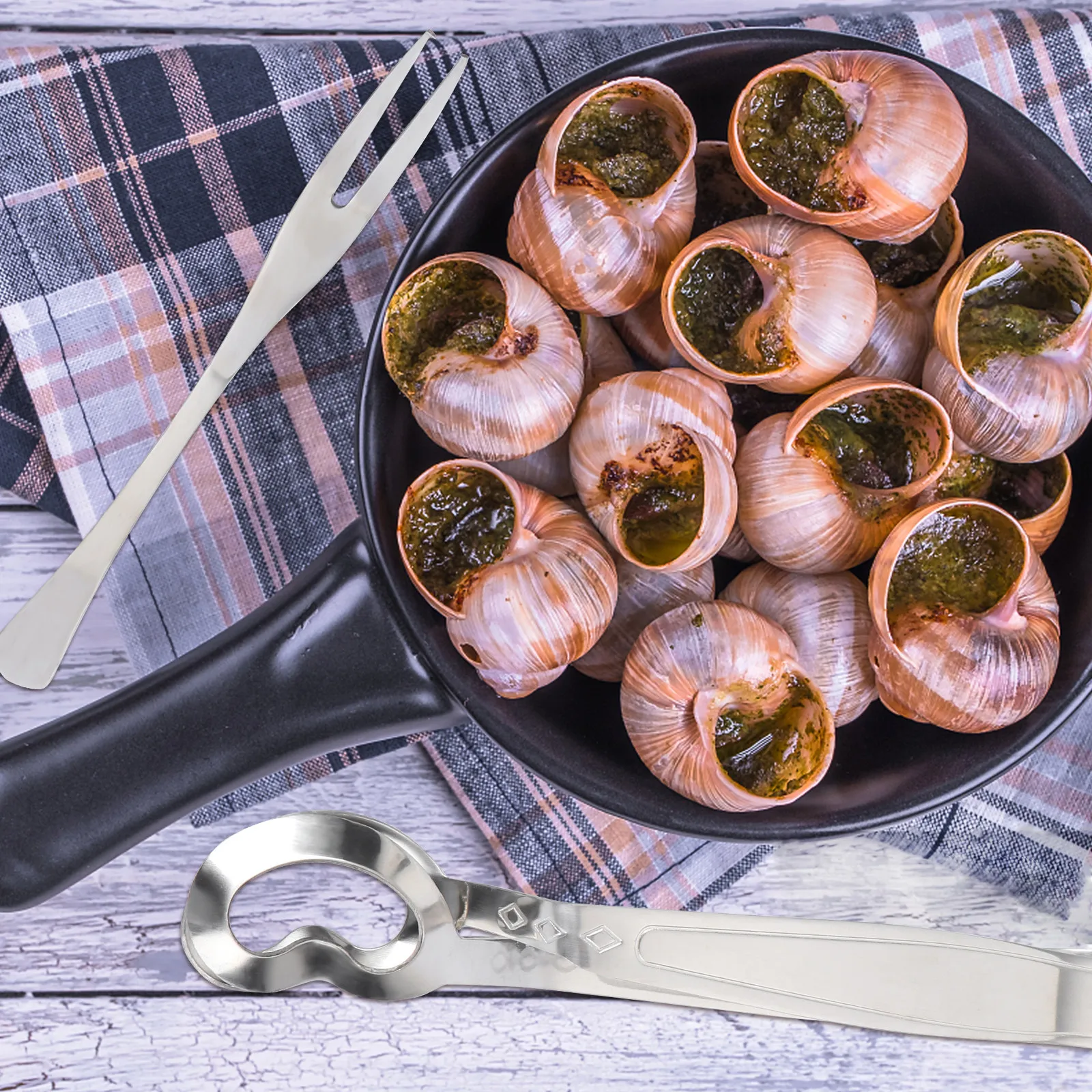 2Pcs Stainless Steel Escargot Fork Snail Tong Set Compact Stackable Kitchen Tableware for Home Restaurant Hotel Appetizer