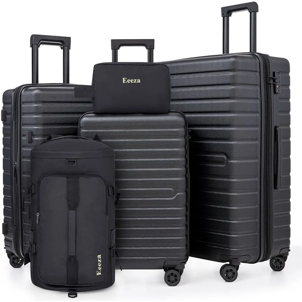 

3-Size Expandable Luggage Set with Hard Shell, TSA Lock, and Spinner Wheels (Black)