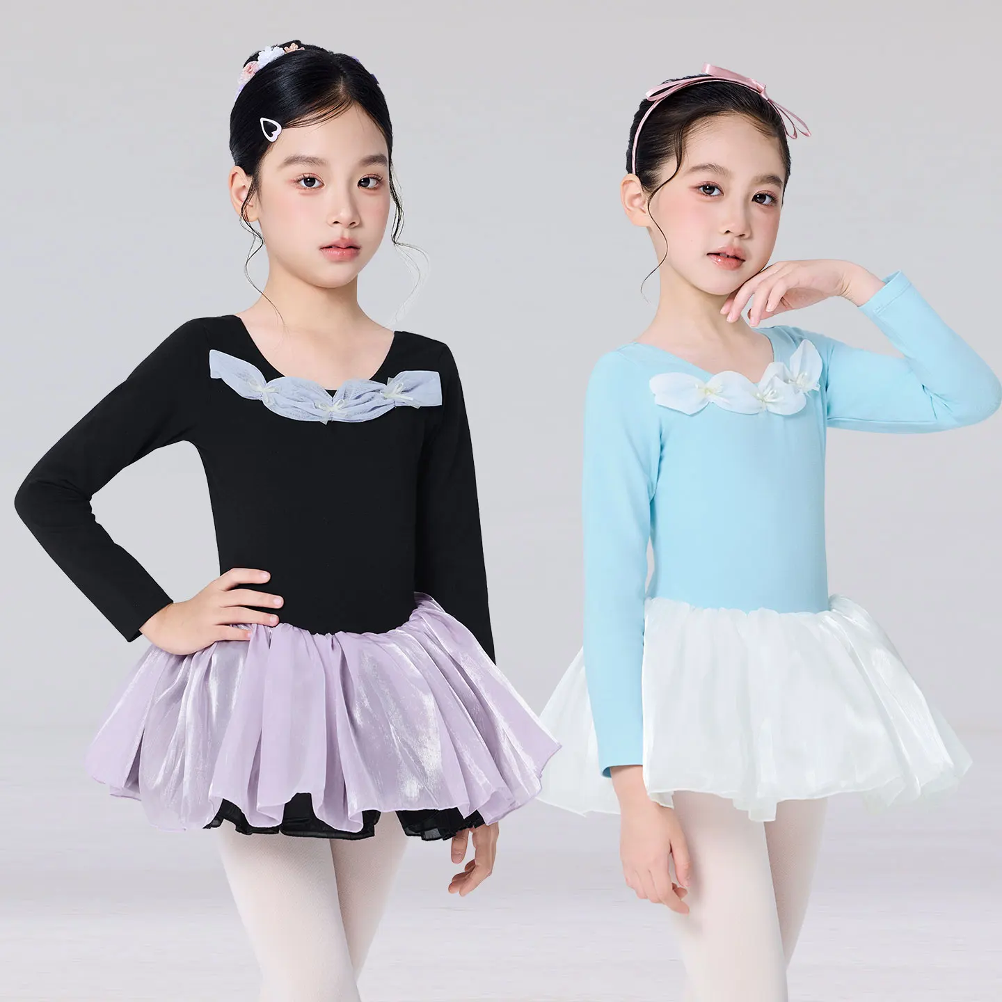 

Girls Ballet Dress Long Sleeve Dance Tutu Dress Kids Ballet Leotard with Organza Skirt Birthday Dress up Princess Dress