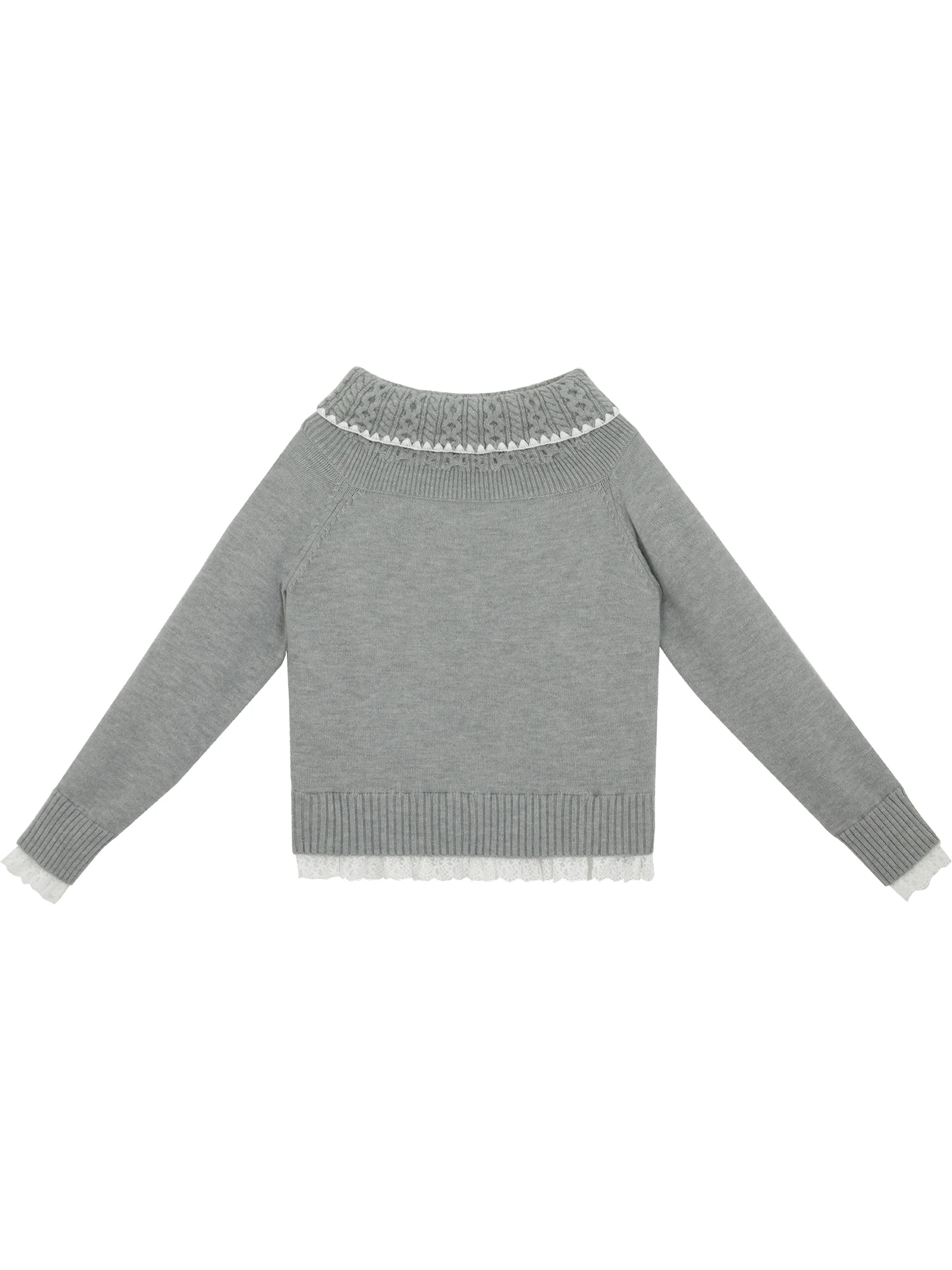 سترة محبوكة رمادية بكتف مكشوف للنساء، تصميم أنيق وفاخر، قميص فضفاض يكشف الكتفين لفصلي الخريف والشتاء #3