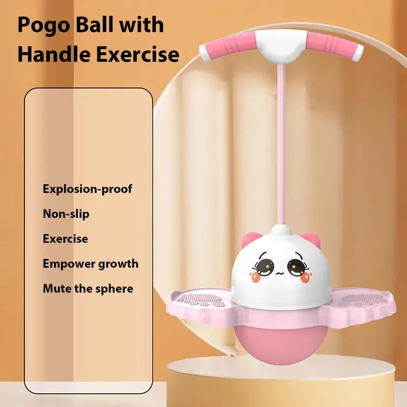 Pogo Sticks Cute Animal Theme Pogo Ball Anti-Slip Jumping Toy With Easy Grip Handle Balance Board Bouncing Ball For Kids Todlers