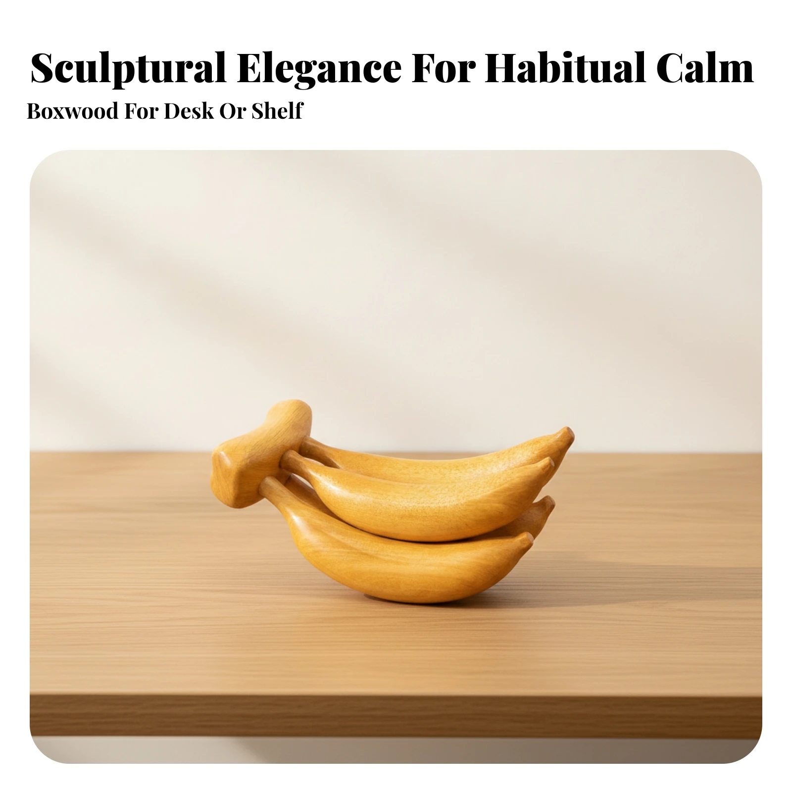 Wooden Banana Figurine Hand-Carved Banana Sculpture Tabletop Ornament Compact Decor Sturdy for Art Collectors, Office Desk