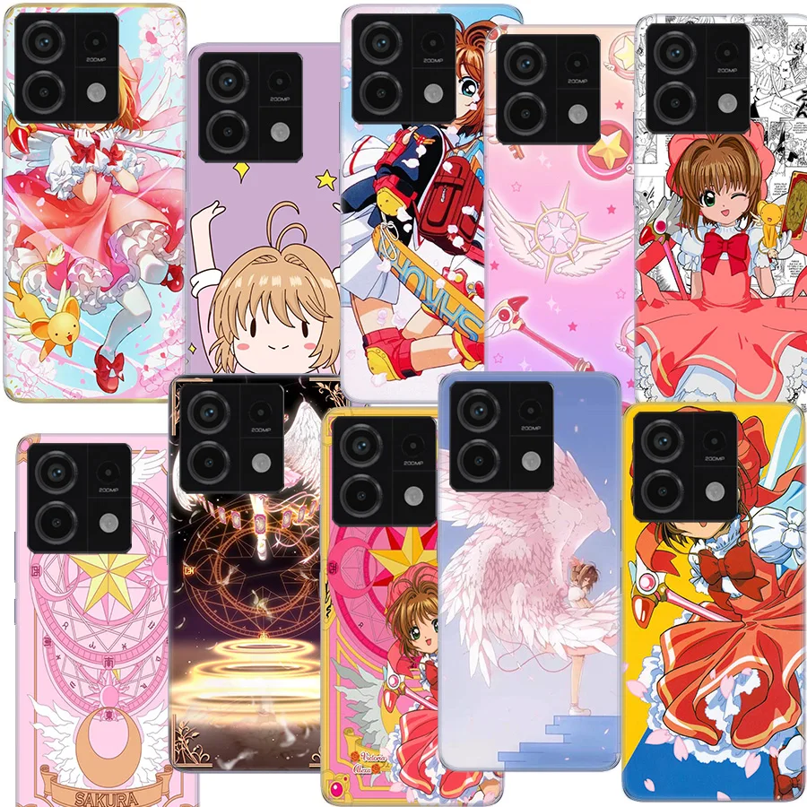 Card Captor Sakura Anime Clear Phone Case For Redmi Note 11 11S 11T 11E 10 Pro 10S 5G 9 9S 9T 8 8T 7 7A 6 6A S2 Coque Capa Hard