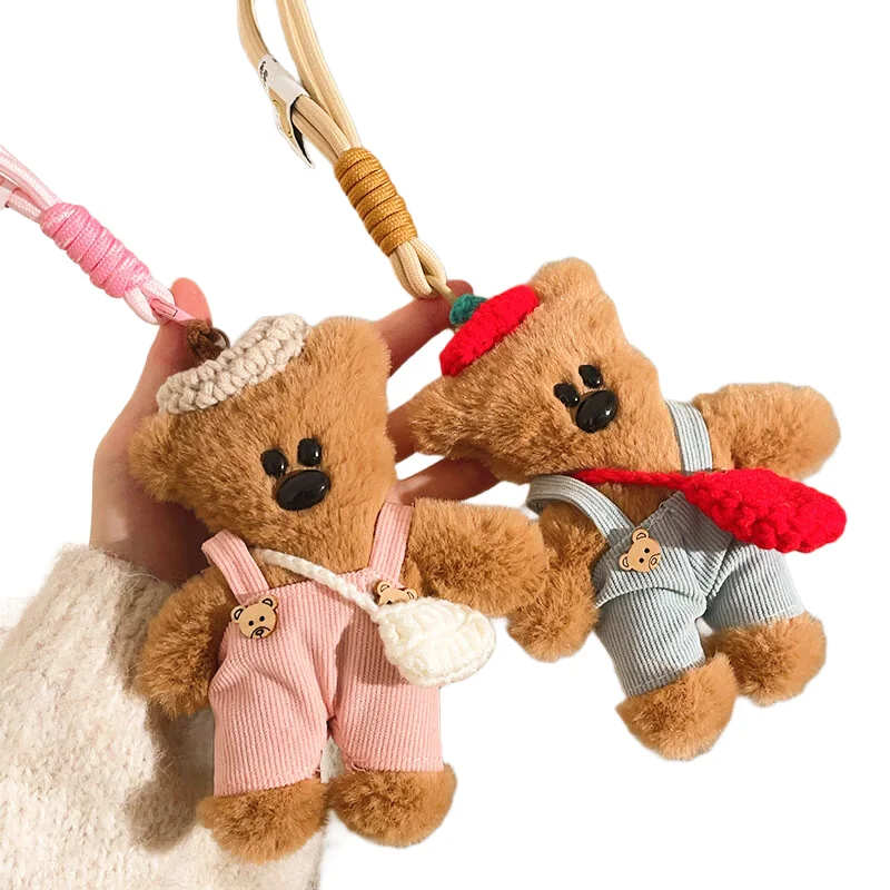 Braunbär Plüsch-Schlüsselanhänger Luxus-Taschenanhänger Niedlicher Bären-Schlüsselanhänger für Geldbörsen Handtaschen Taschenzubehör Auto-Anhänger Teddybären Schlüsselring – Detail 3
