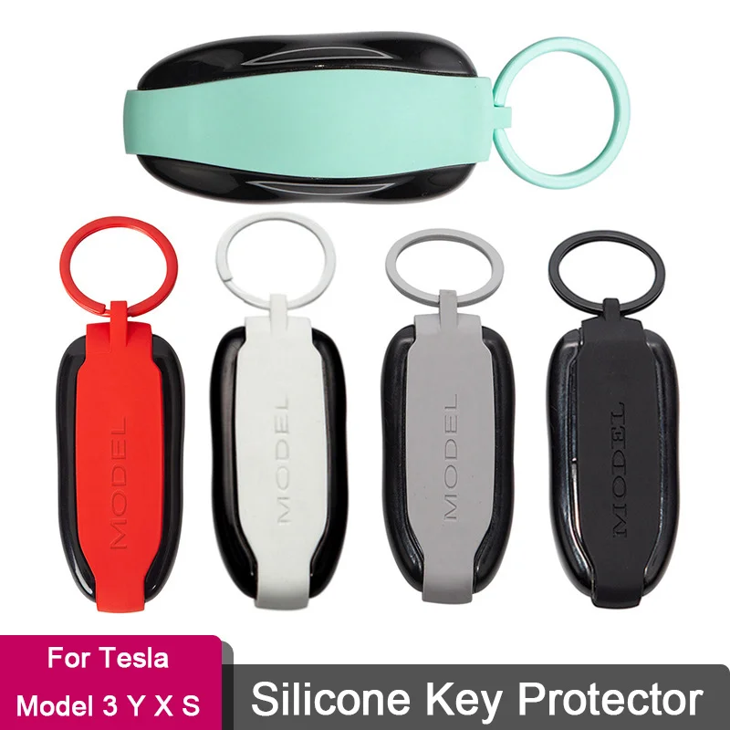 

Car Key Case Silicone Cover Ring For Tesla Model 3 Y S X 2017 2018 2019 2020 2021 2022 2023 2024 Keychain Holder Shell Accessory