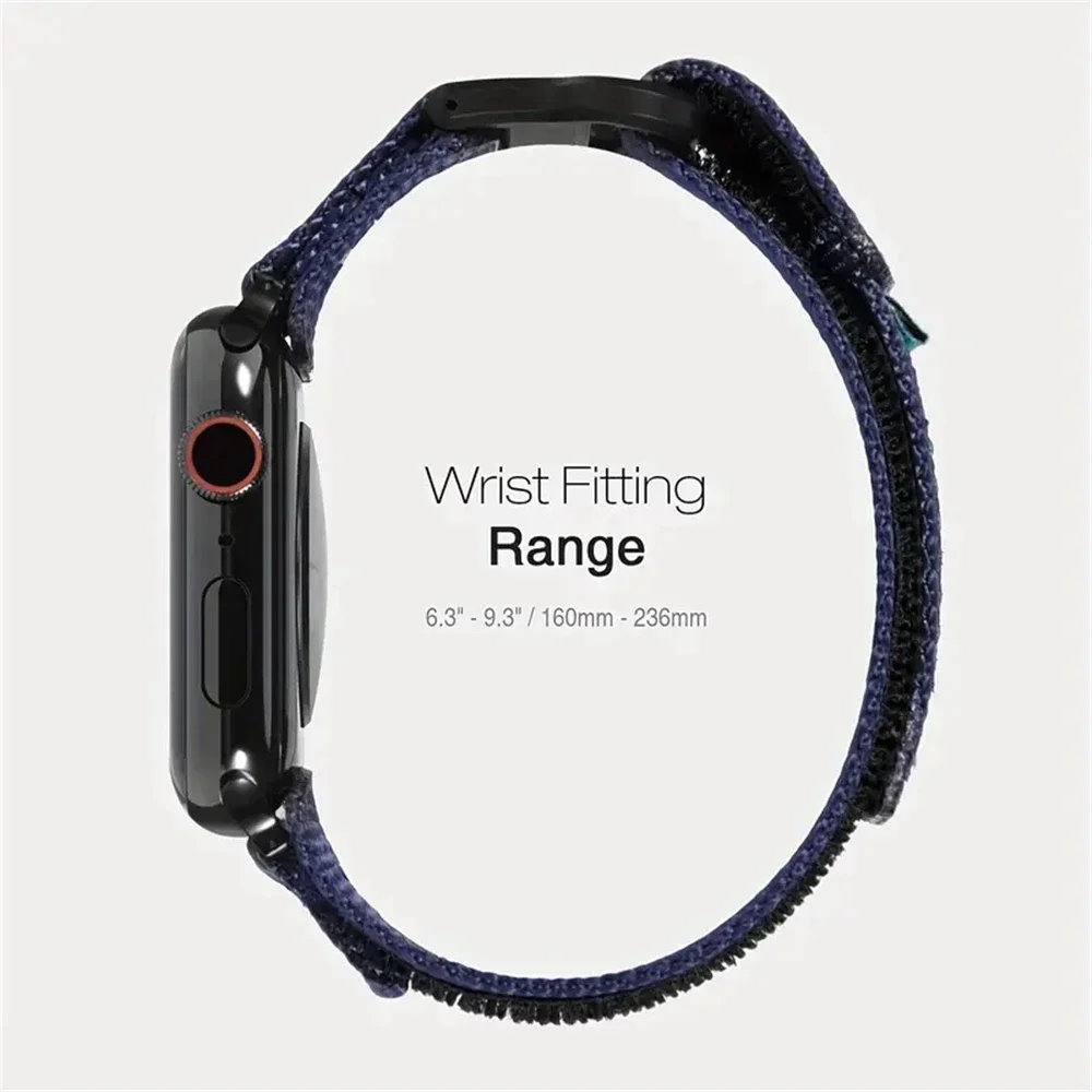 Ремешок нейлоновый спортивный для Apple Watch Band 49 мм 45 мм 44 мм 42 мм, Воздухопроницаемый наружный браслет для iWatch 9 8 7 41 мм Ultra SE 6 40 мм