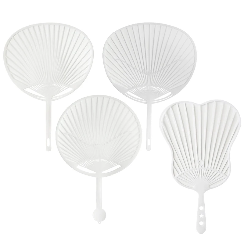 10-Piece White Plastic Creative Durable Japanese Fan Uchiwa DIY Kit Hand-held Fan Framework For DIY Crafts Hand Fan Making