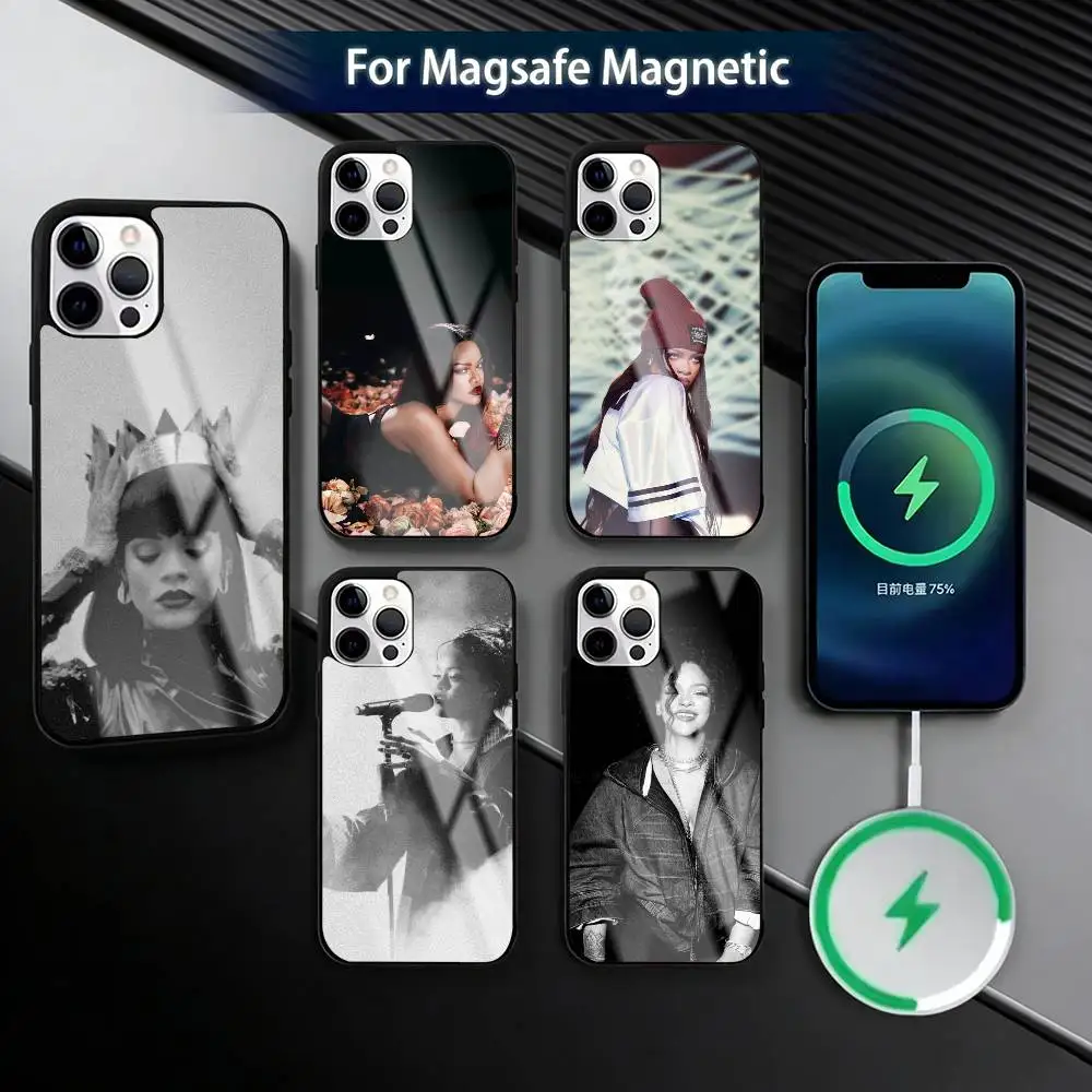 

R-Rihanna Phone Case For iPhone17,16,15,14,13,12,11 Plus,Pro Magnetic For Magsafe Wireless Charging