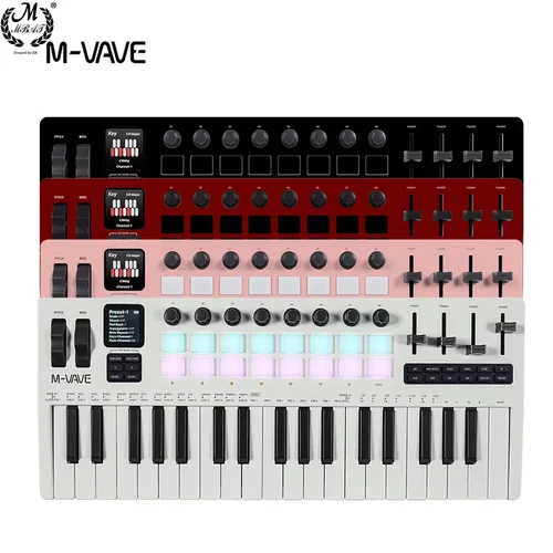 M-VAVE SMK-37 Pro Nuevo teclado MIDI inalámbrico Estación de trabajo de síntesis todo en uno |   37 teclas sensibles 16 controles de hardware de almohadillas de batería