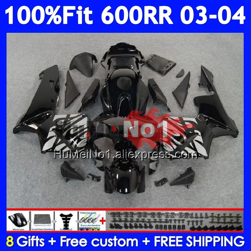 Injection For HONDA CBR600RR CBR 600RR 600F5 600CC 40No.10 CBR600F5 Silver black CBR 600 CC CBR600 RR F5 2003 2004 03 04 Fairing