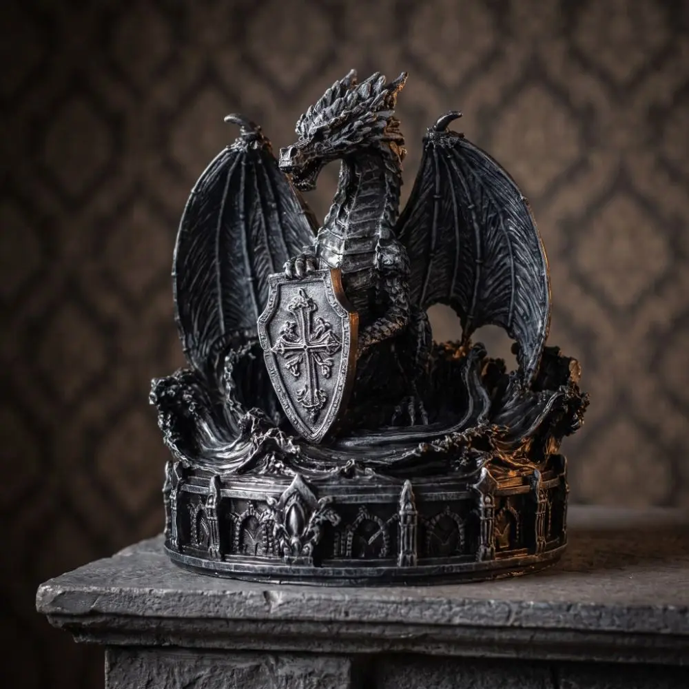 Vintage Gothic Dragon Night Light Resin Dark Style Table Lamp Desk Ornaments Halloween Decoration Table