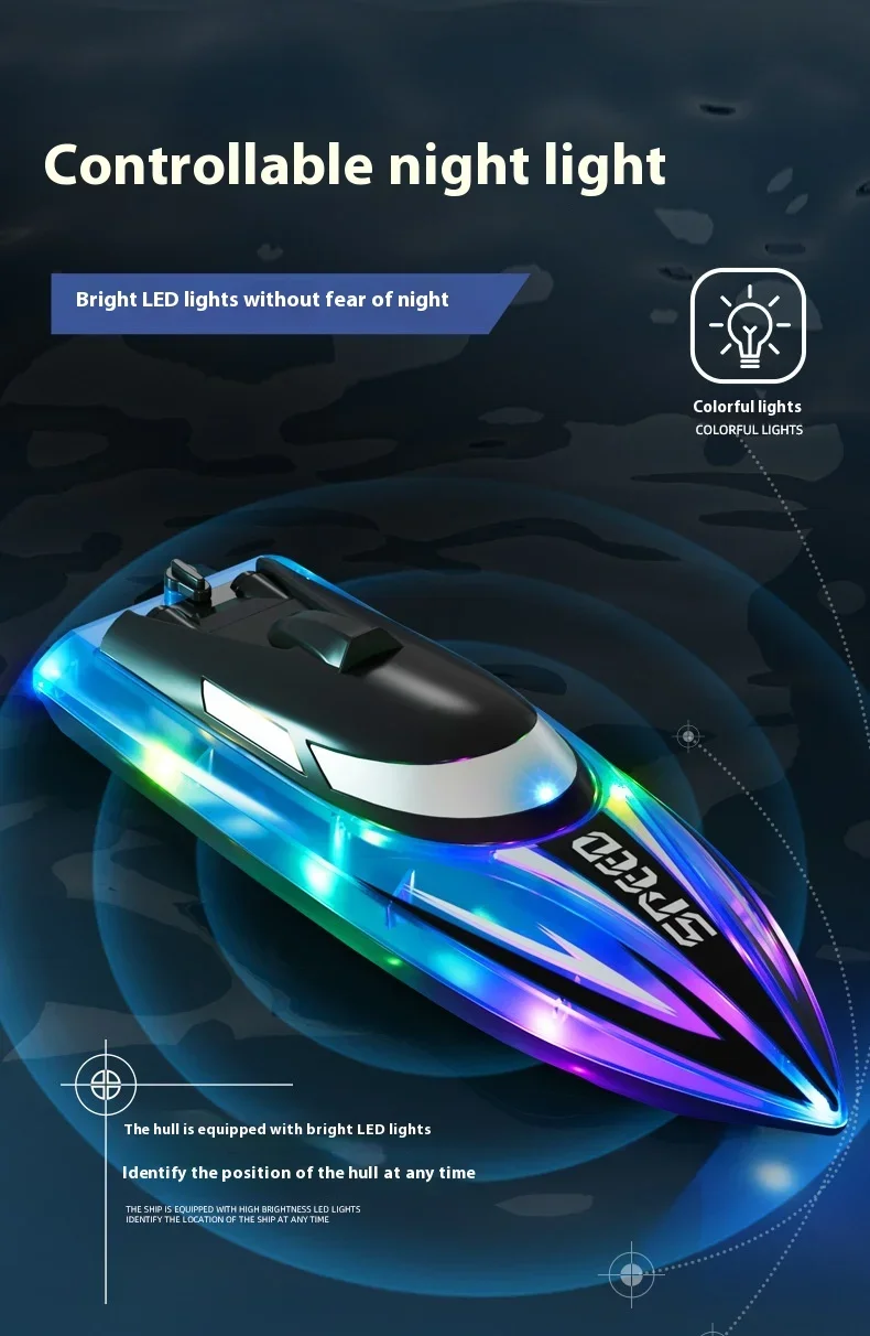 2.4G RC Speedboot Hoge snelheid afstandsbediening Boot Dual Motor Racing Schip Elektrisch Waterdicht Onderzeeër Outdoor Speelgoed Kind Volwassen Cadeau