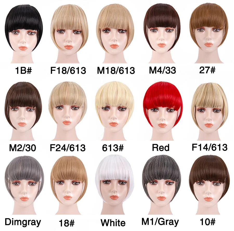 Synthetic Hair Bangs False Fringe Short Straight Fake Hair Bangs Extensions Pieces For Women Heat Resistant Clip Blond Brown