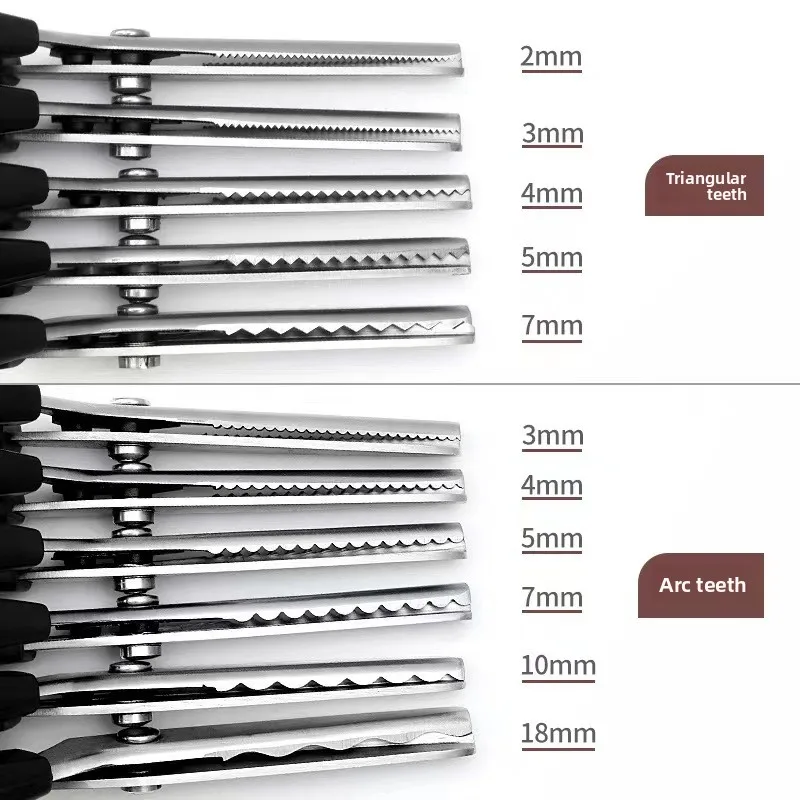 D5 3/5/7mm Stainless Steel Scissors Triangle Teeth Lace Cloth Crafts Dressmaking Zig Zag Cut Tailor