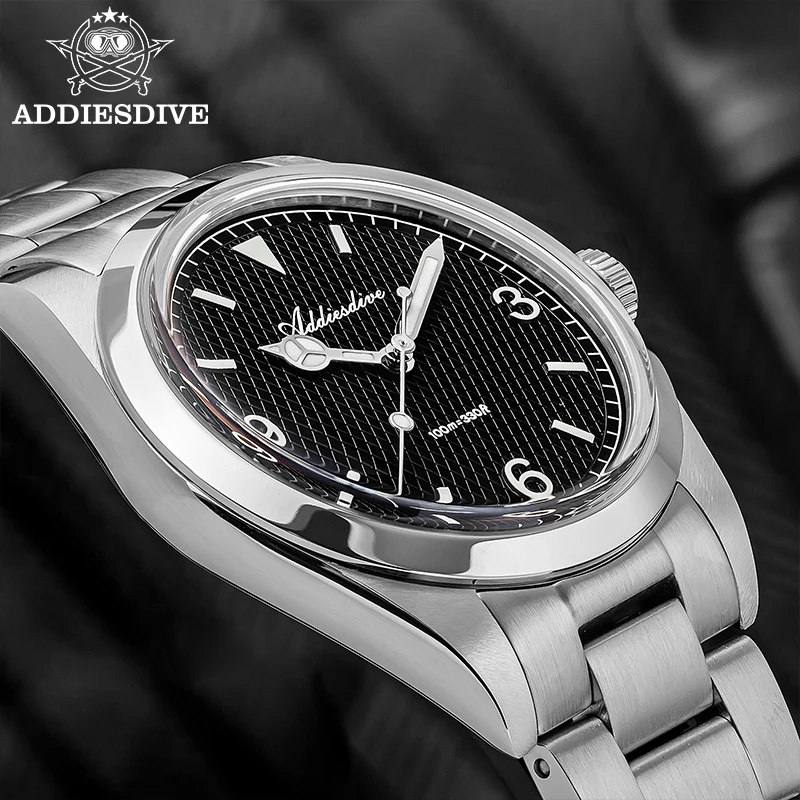 ADDIESDIVE 2025 Hot Sale Quartz Watch AD2096 Waterproof Super Luminous Men's Watches Stainless Steel Bubble Mirror Glass Watches