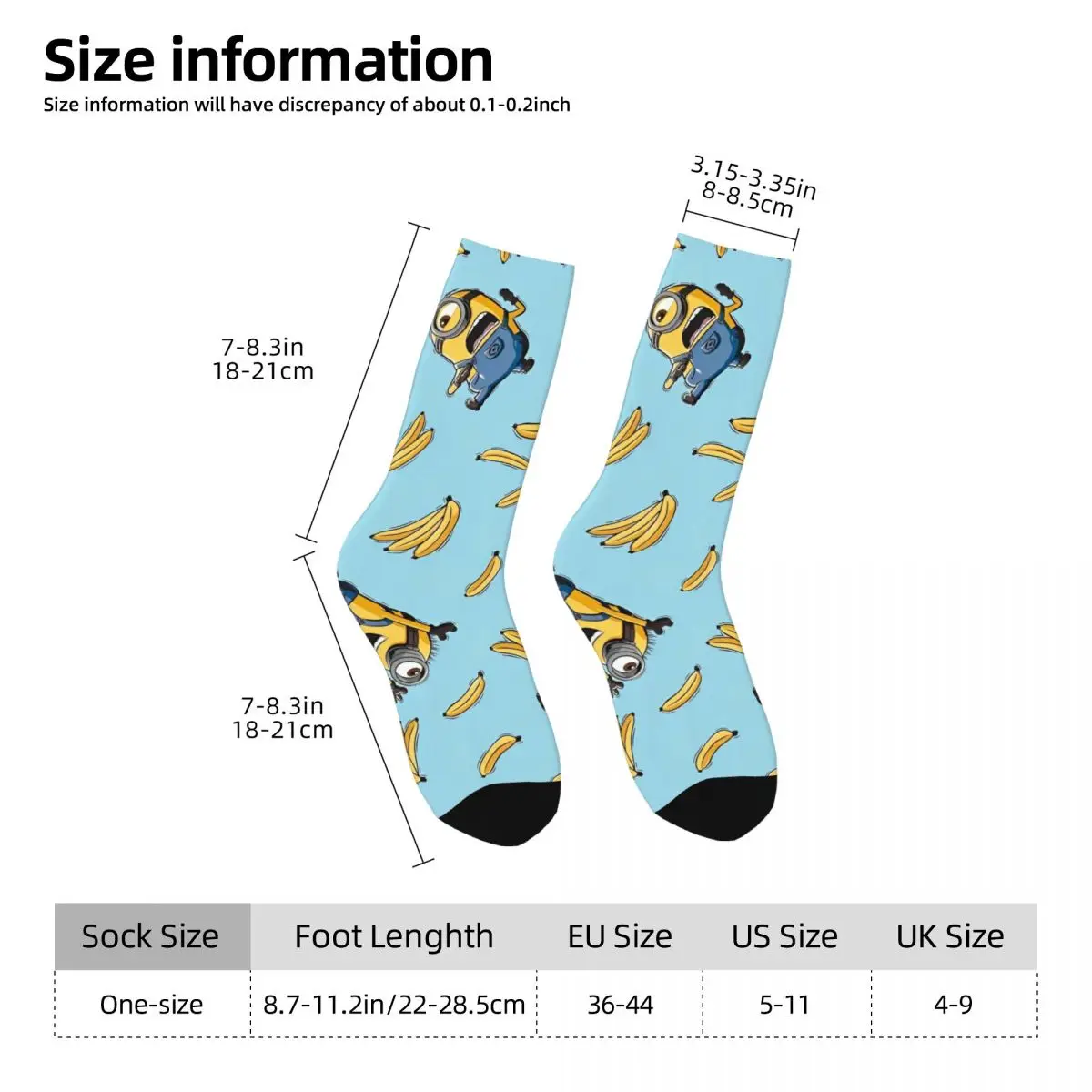 Harajuku Kawaii Despicable Me Minions Basketball Socks Cute Cartoon Polyester Long Socks for Women Men