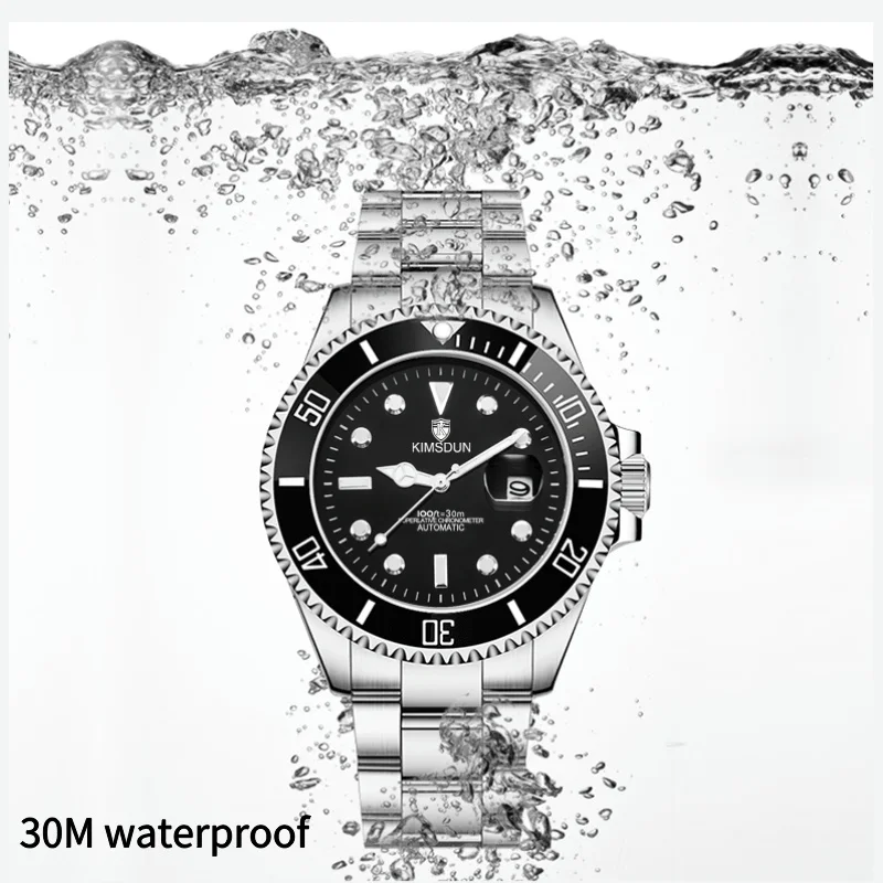 Men\'s Fully Automatic Mechanical Watch Basic Style Submariner 43mm Dial with Calendar Function Rotatable Outer Scale Waterproof