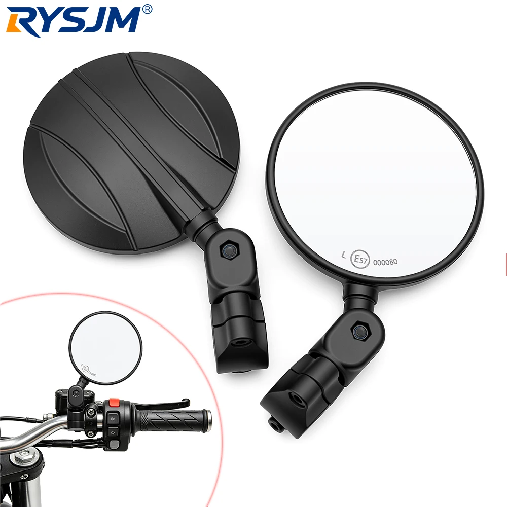 1 Pair Circular Wide Angle Motorcycle Rearview Mirror Universal 7/8