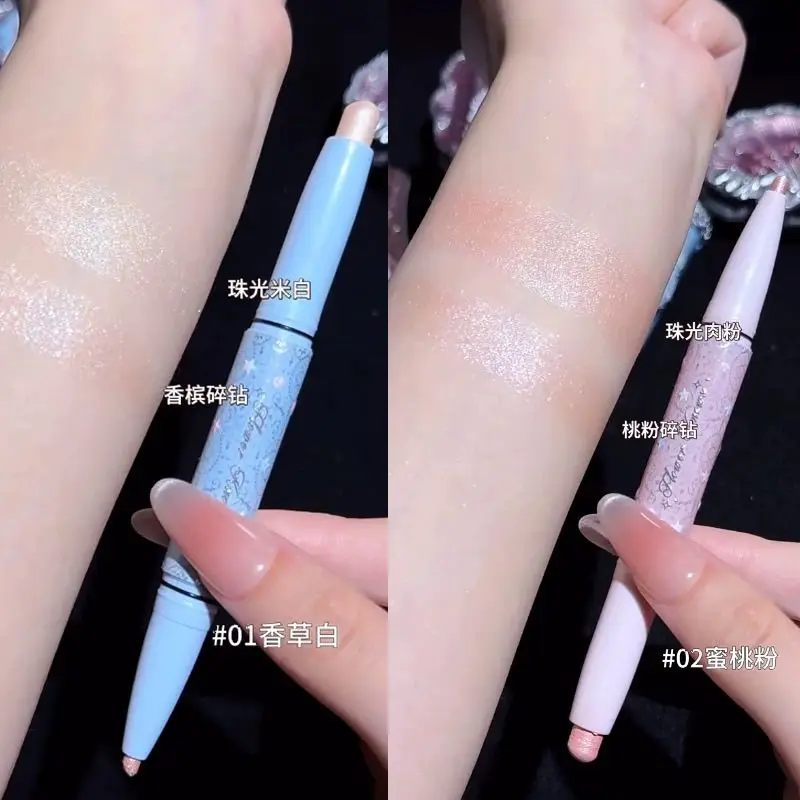 Flower Knows Double-headed Horizontal Silkworm Pen Smooth Outlining Color Retention Brightening Pearlescent Luster Shell Pearl