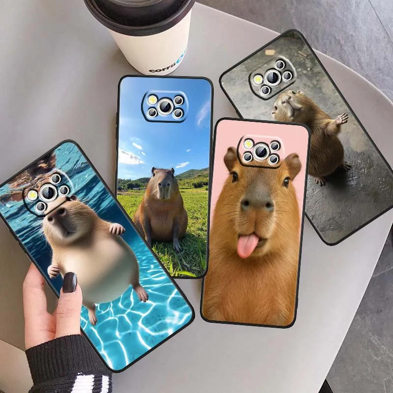 

Cute Capybara Popular Art For Xiaomi Mi Poco F3 F4 F5 F6 X3 X4 X5 X6 X7 M3 M4 M5s M5 M6 GT Pro 5G Black Cover Phone Case