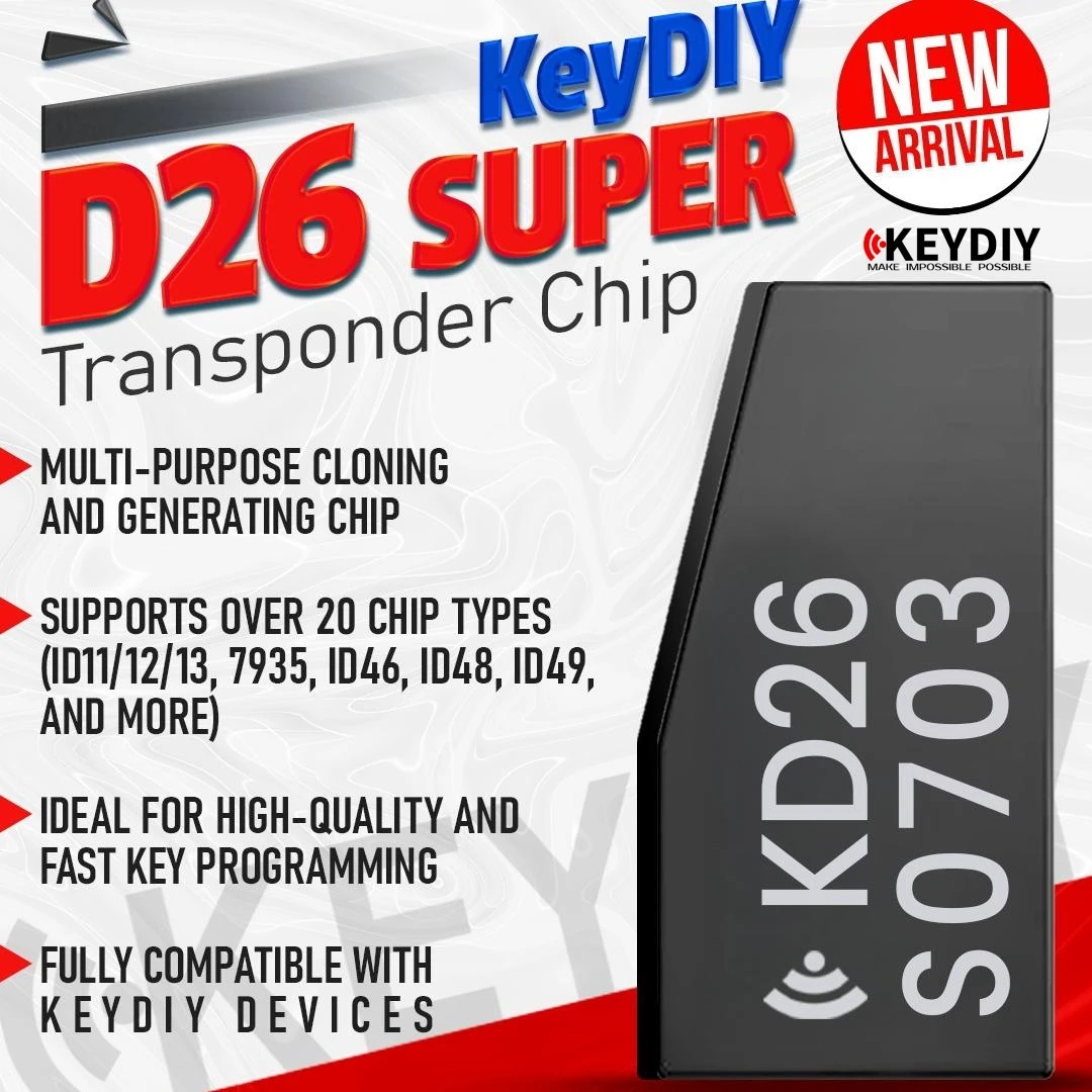 

2025 новейший суперчип KEYDIY D26 поддерживает поколение 8A 8C PCF7935 PCF7936 ID46 ID47 ID48 ID49 ID4D для KD-X2 KD-X4 KDMAX