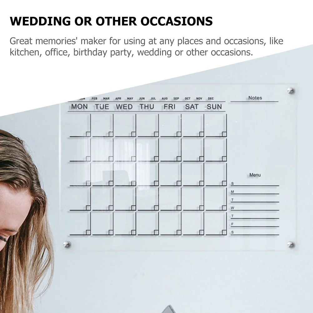 مجموعة واحدة من لوح المسح الجاف الأسبوعي من الأكريليك الشفاف للمنزل والمكتب والمطبخ وحفلات الزفاف وعلامة الطلاب العملية المثبتة على الحائط #3