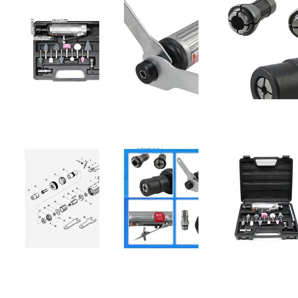 

E15A 1/4" Pneumatic Mini Straight Grinder Tool Grinding Polishing Air Tools 16pcs