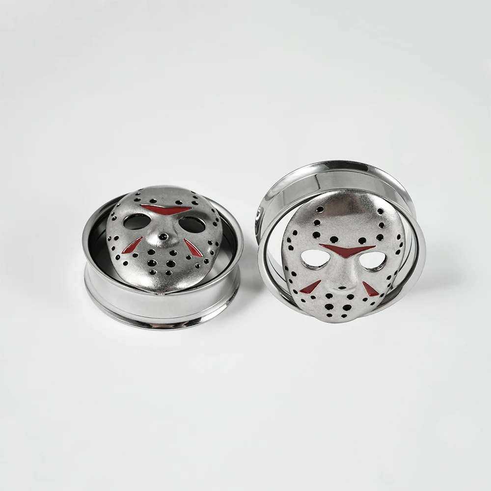 1PC Stainless Steel Mask Ear Plug Expander Piercing Screw Ear Gauges Earring Gauges Stretcher Body Piercing Jewelry 8-30mm