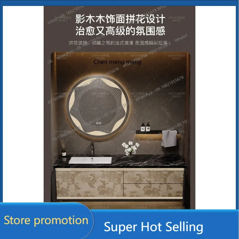 

A17 Bathroom cabinet combination hotel wind washstand hand washbasin Italian minimalist luxury stone high-end villa customizatio