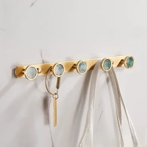 Gancho para bata de baño de Oro pulido, ganchos para toallas montados en la pared, gancho para toalla de cocina, llave dorada de latón, soporte para colgar bolsas y sombreros, gancho para ropa