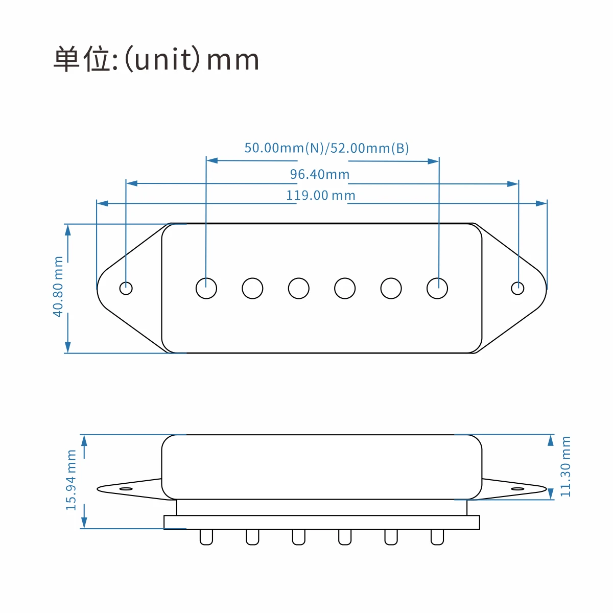 OriPure Alnico 2 Dog Ear P90 Guitar Pickup Soapbar Single Coil Pickup, Neck or Bridge Position Choose